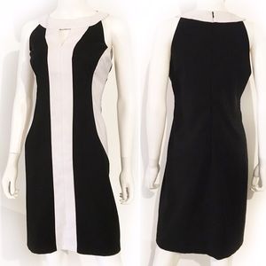 SANGRIA black and white mod-insp colorblock dress